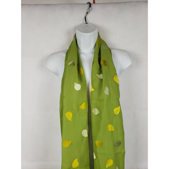 Boutique On the Vine Scarf 4601 Green Leaf Silk 60"X 10" NEW Falling Leaves - Picture 5 of 7